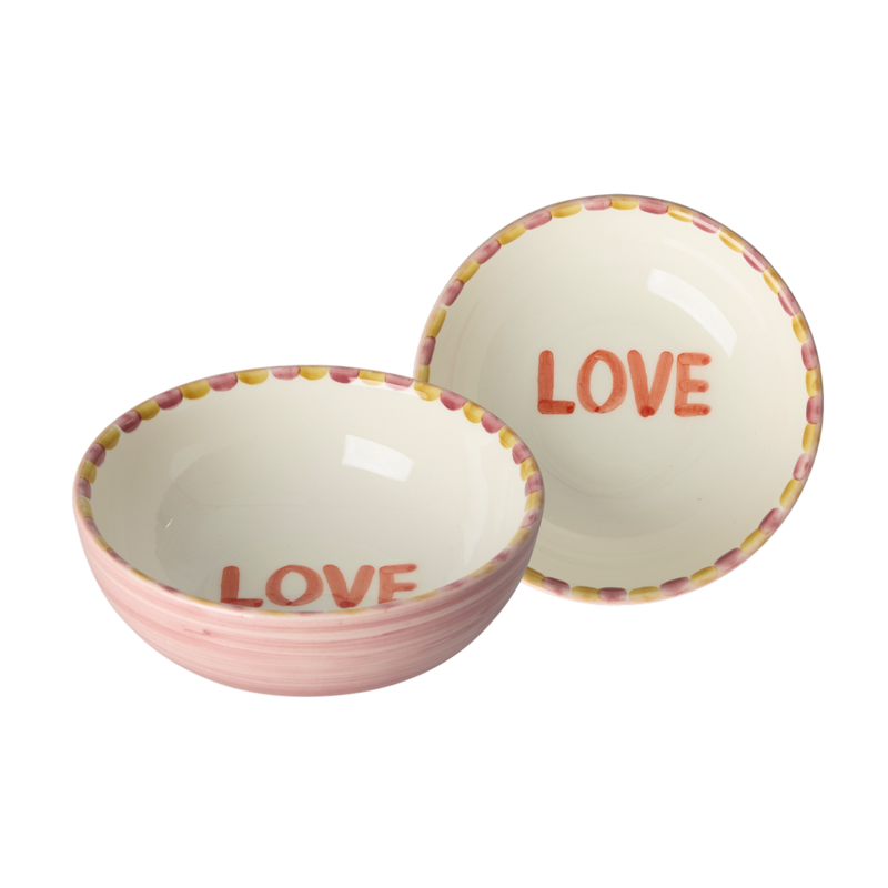 Ceramic Bowl - Pink - Hand-painted LOVE