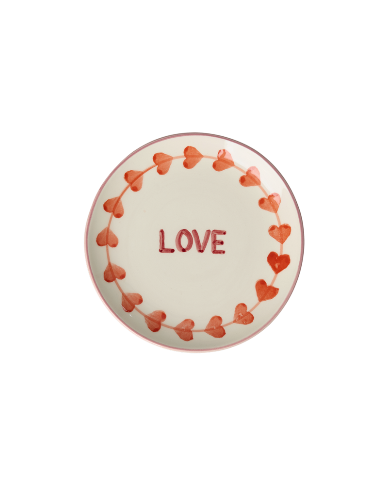 Ceramic Cake Plate - Cream - Hand-painted LOVE