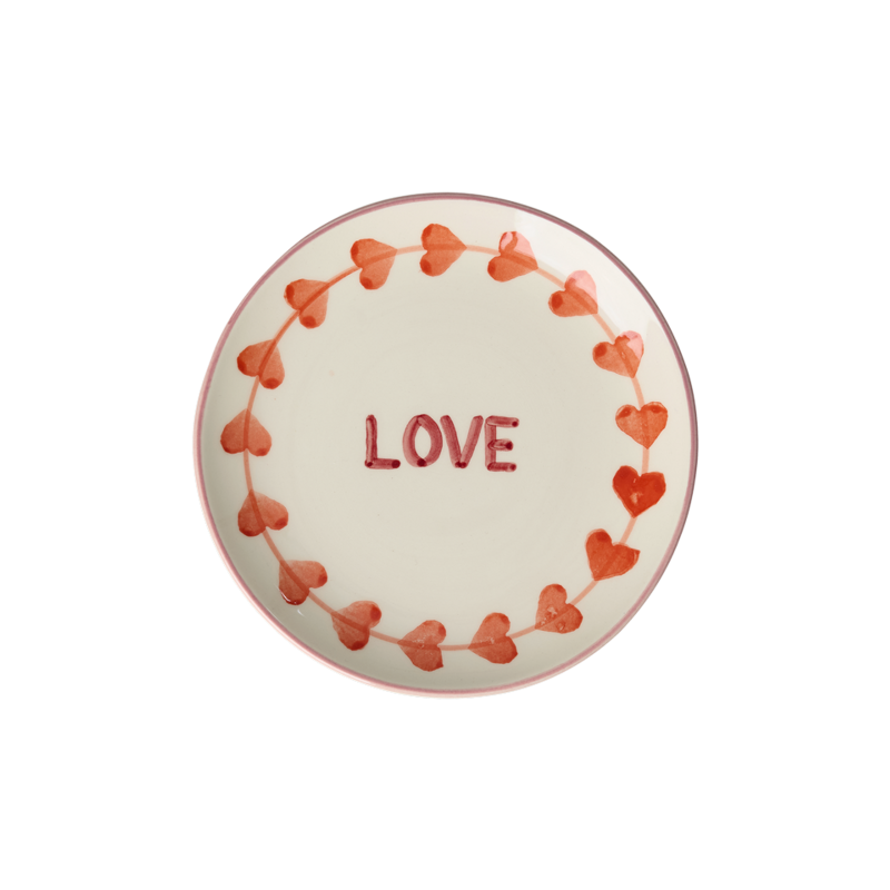 Ceramic Cake Plate - Cream - Hand-painted LOVE