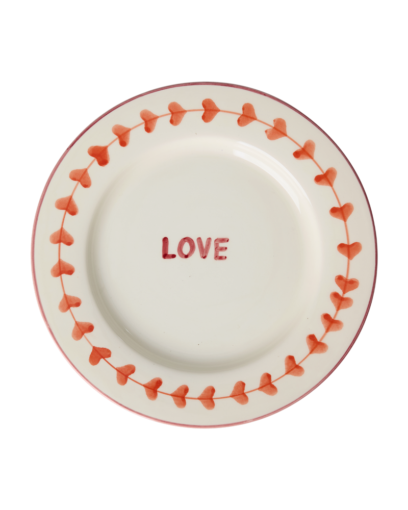 Ceramic Dinner Plate - Cream - Hand-painted LOVE