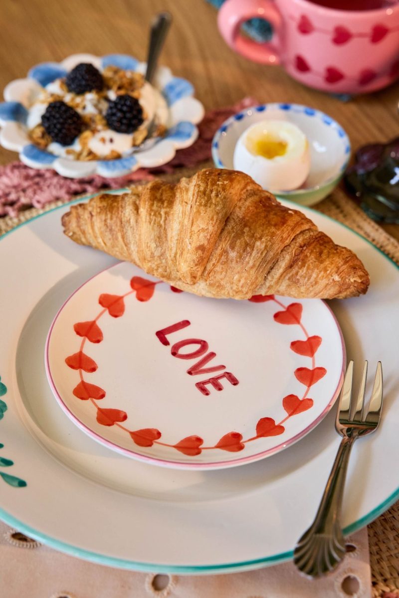 Ceramic Cake Plate - Cream - Hand-painted LOVE