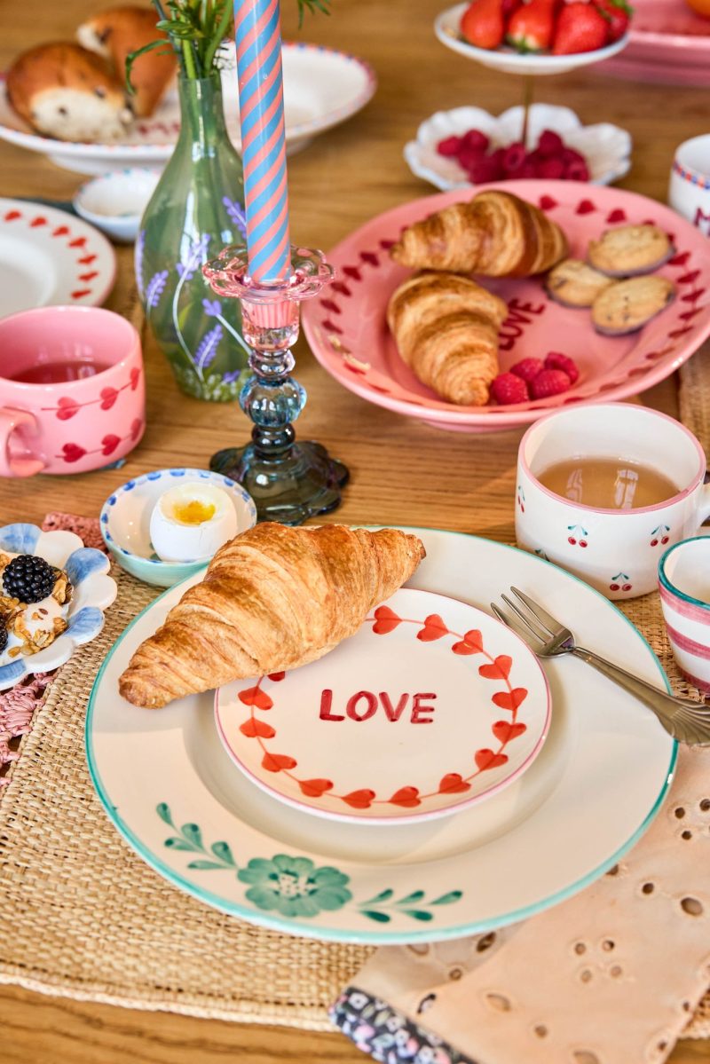 Ceramic Cake Plate - Cream - Hand-painted LOVE