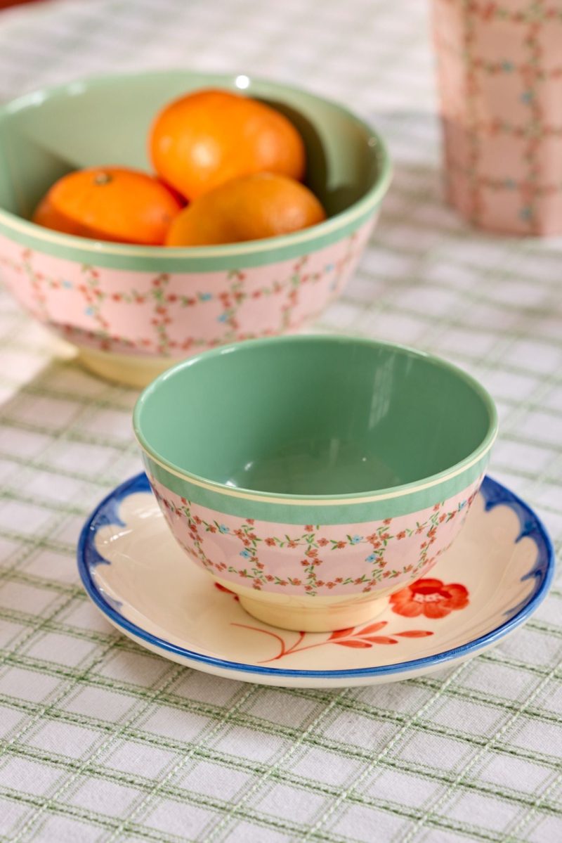 Small Bowl - Soft Pink - Checkered Stencil Print