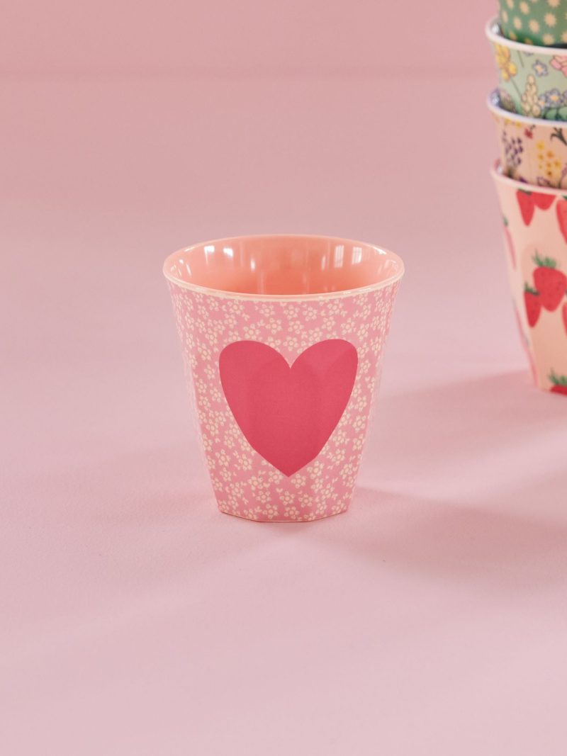 Medium Cup - Pink - Heart Print