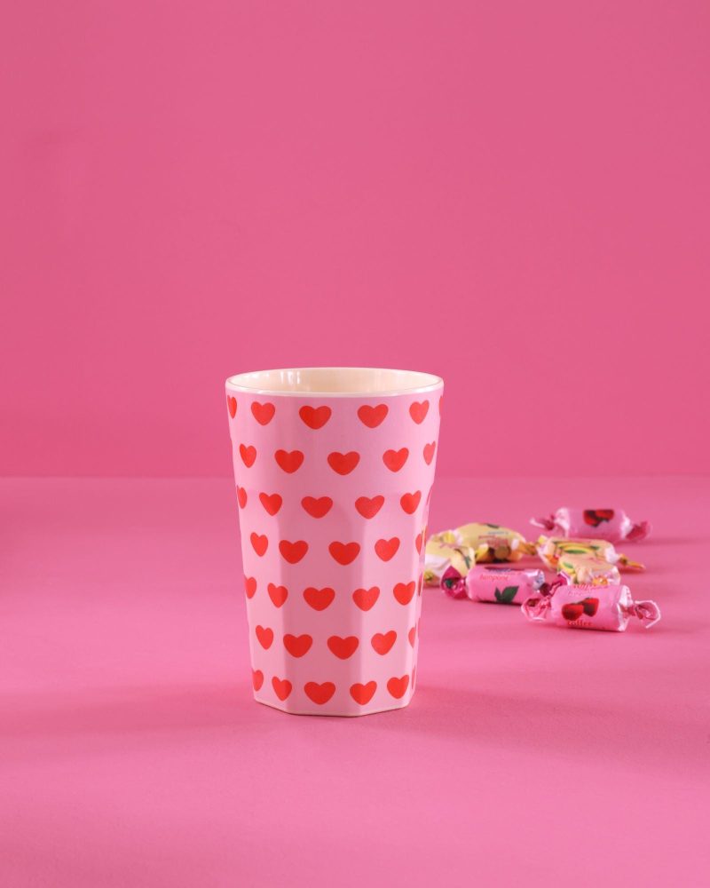 Tall Cup - Soft Pink - Sweet Hearts Print