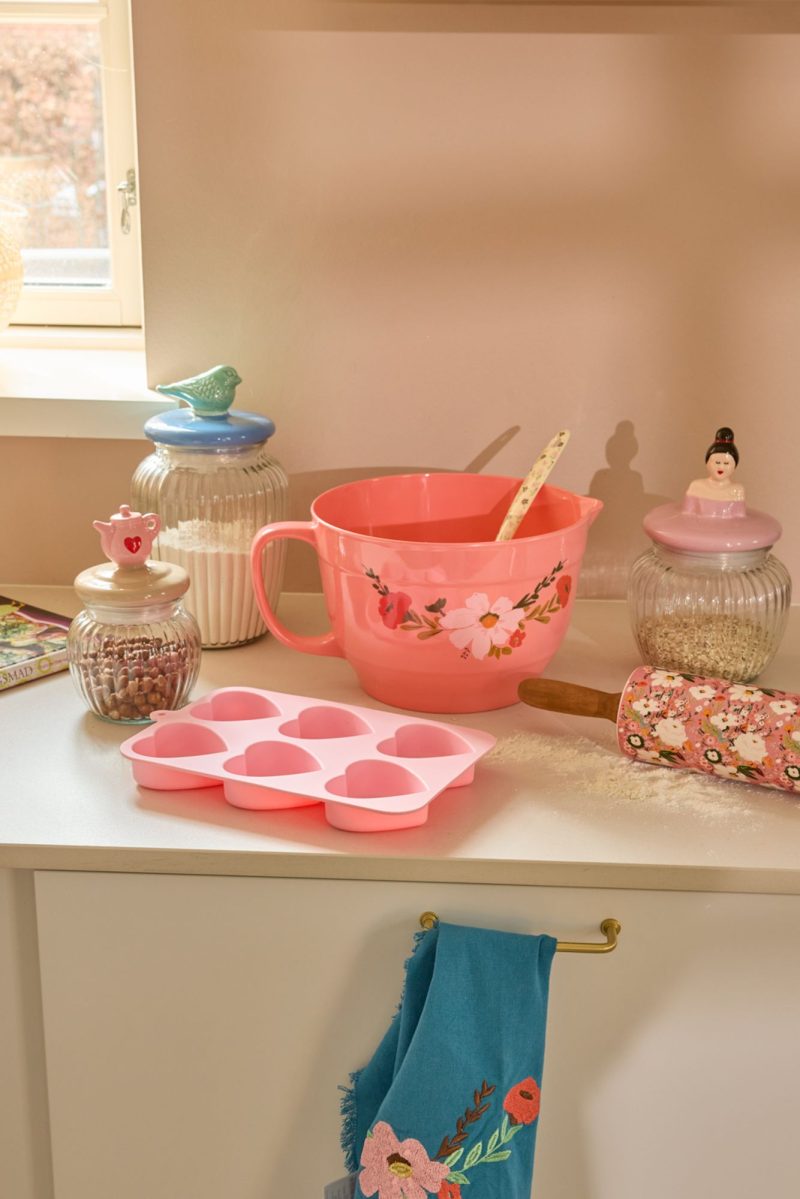 Large Mixing Bowl - Coral - Allison Flower Print