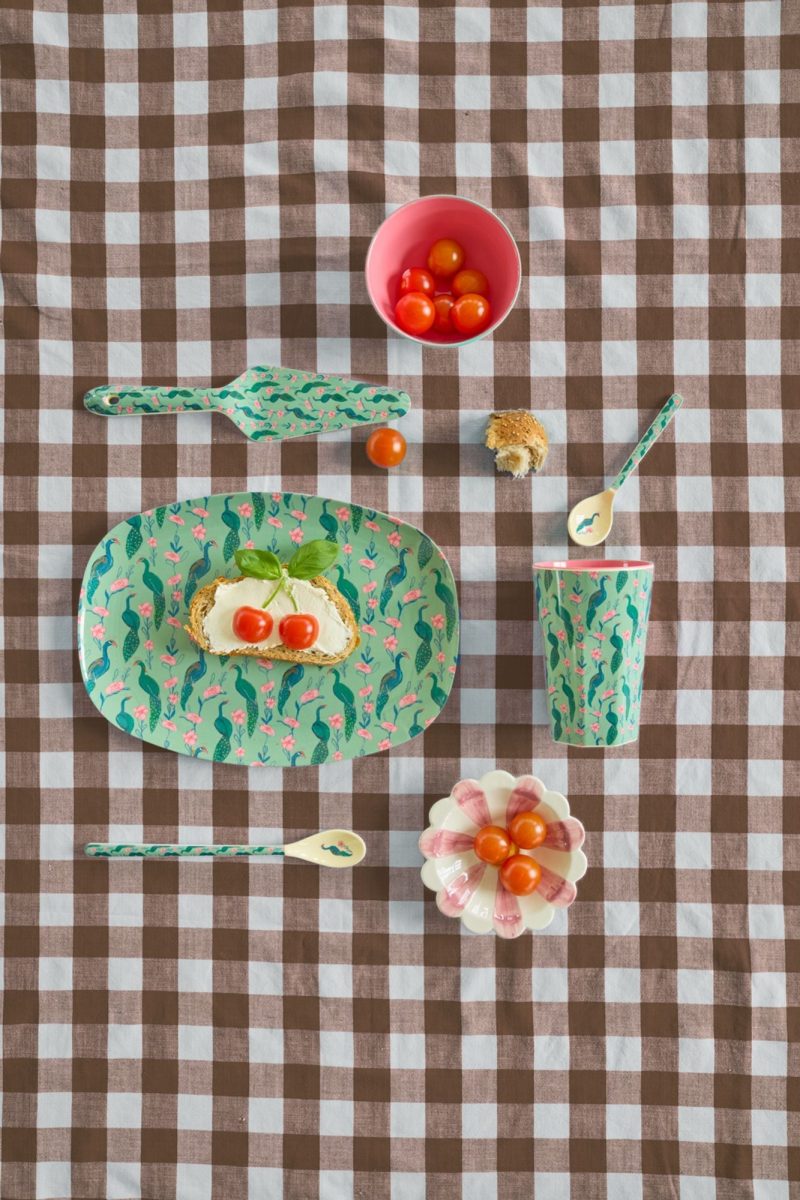 Large Rectangular Dinner Plate - Green - Peacock Power Print