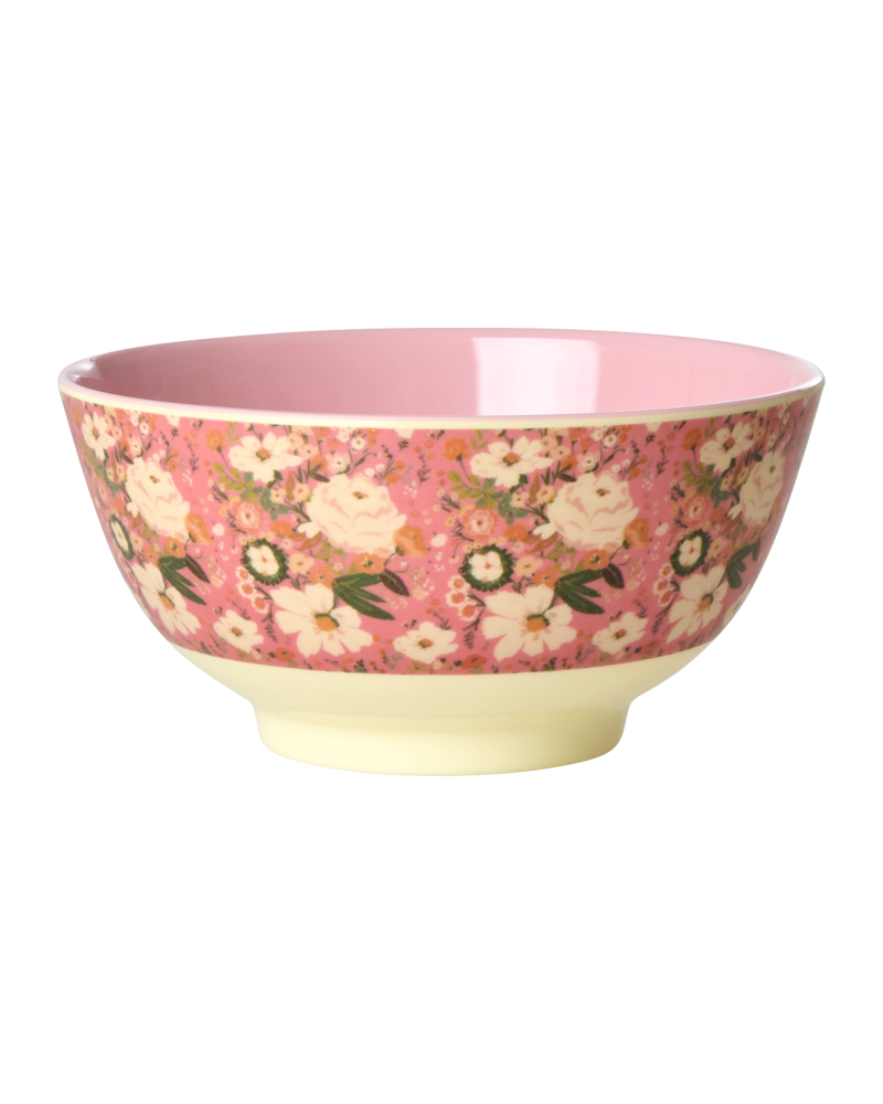 Medium Bowl - Coral - Allison Flower Print