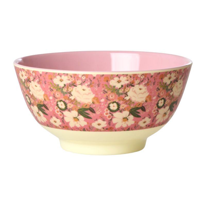 Medium Bowl - Coral - Allison Flower Print