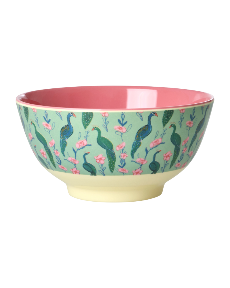 Medium Bowl - Green - Peacock Power Print