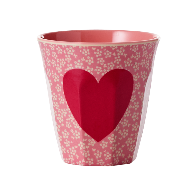 Medium Cup - Pink - Heart Print