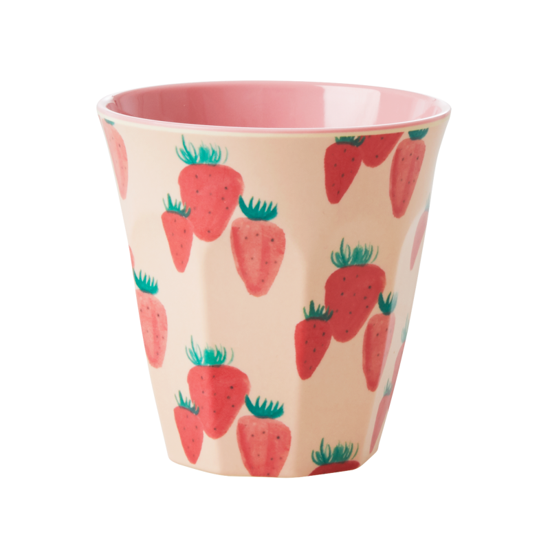 Medium Cup - Soft Pink - Strawberry Print