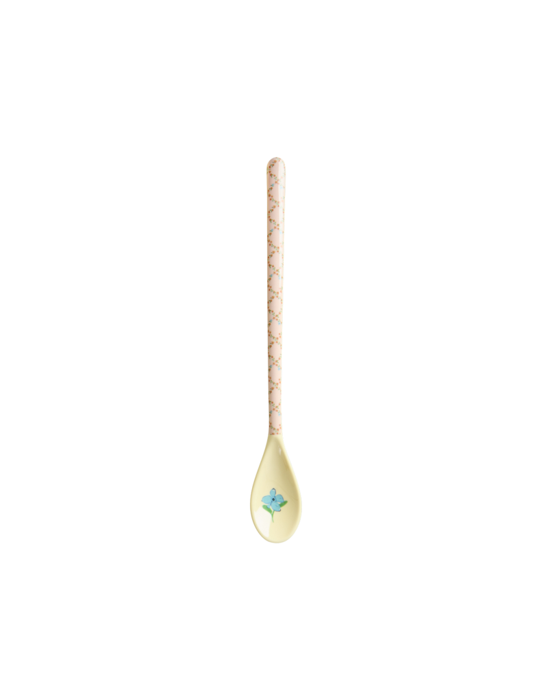 Latte Spoon - Cream - Checkered Stencil Print