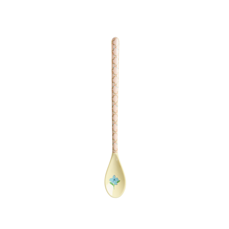 Latte Spoon - Cream - Checkered Stencil Print