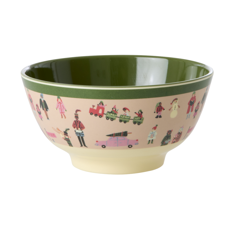Medium Bowl - Dusty Pink - Holiday Print