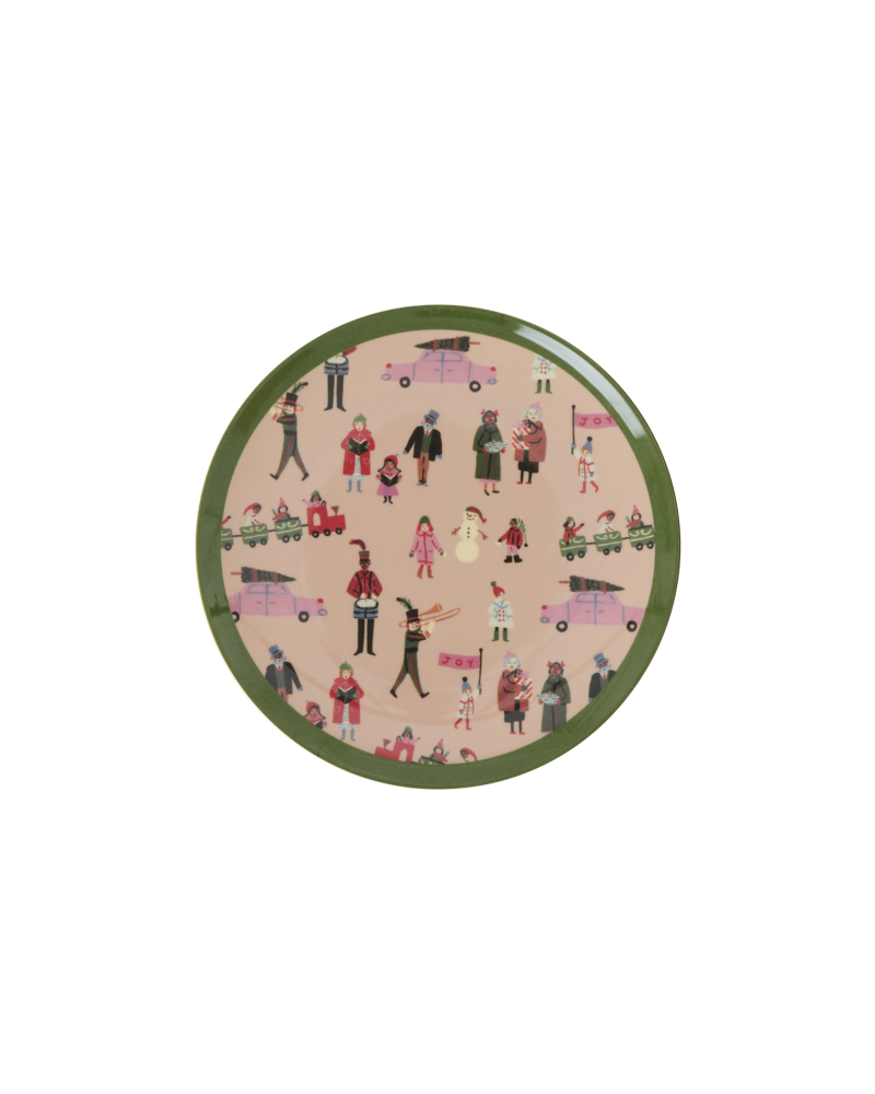 Small Round Cake Plate - Dusty Pink - Holiday Print