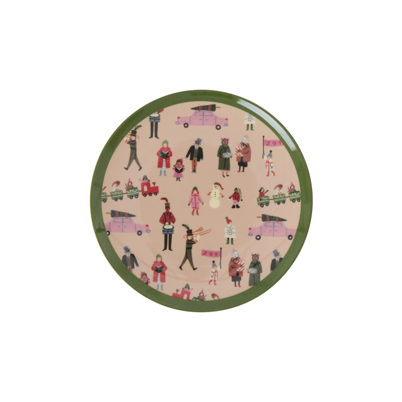 Small Round Cake Plate - Dusty Pink - Holiday Print