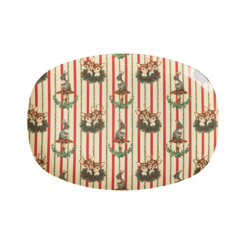 Small Rectangular Side Plate - Cream - Sweet Forest Print